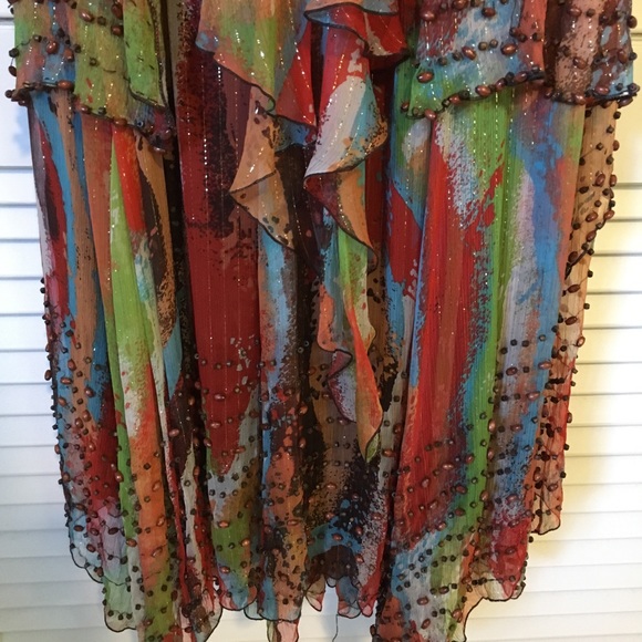 Bebe Long Multicolor dress with beading - Picture 4 of 6